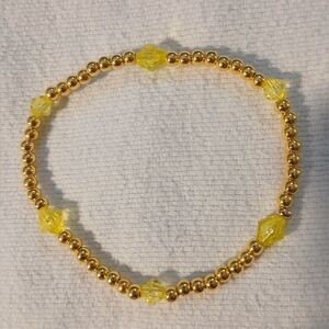 NWT Handcrafted Elegant 8" Gold and Yellow Topaz (November), Beaded Bracelet.